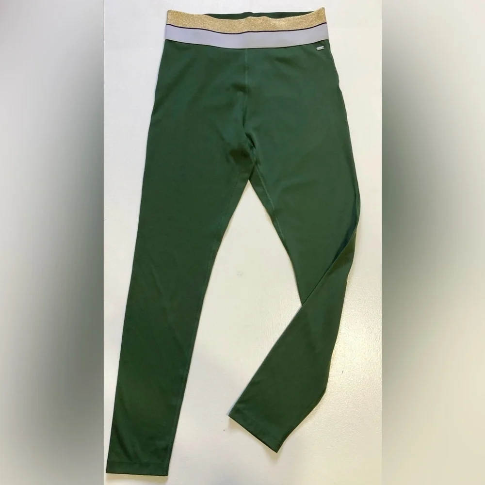 Victoria's Secret PINK Olive Green Gold Waistband Leggings